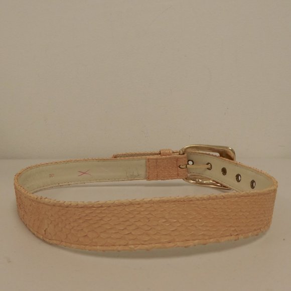 VINTAGE BASILE peach orange reptile SNAKESKIN BELT gold buckle Italy i38 M